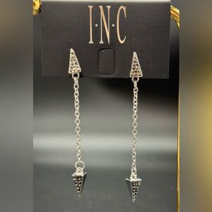 INC Triangle Post with Chain Drop to Triangle Crystal Post Earrings 3 inch